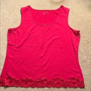 Coldwater Creek Women's Pink Lace Trim Tank Top